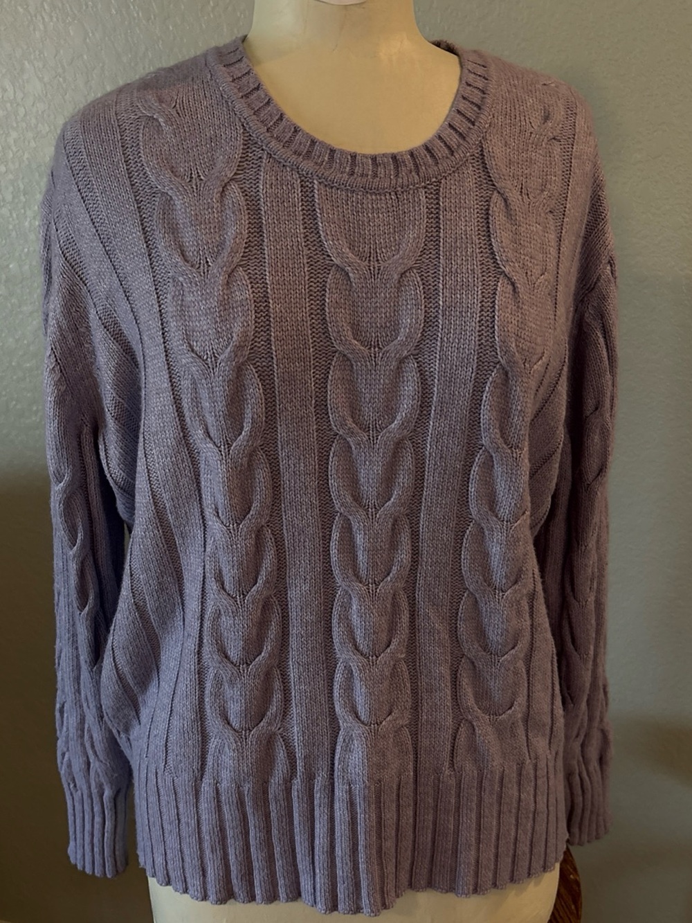 Banana Republic Lavender Cable Knit Crewneck Sweater
